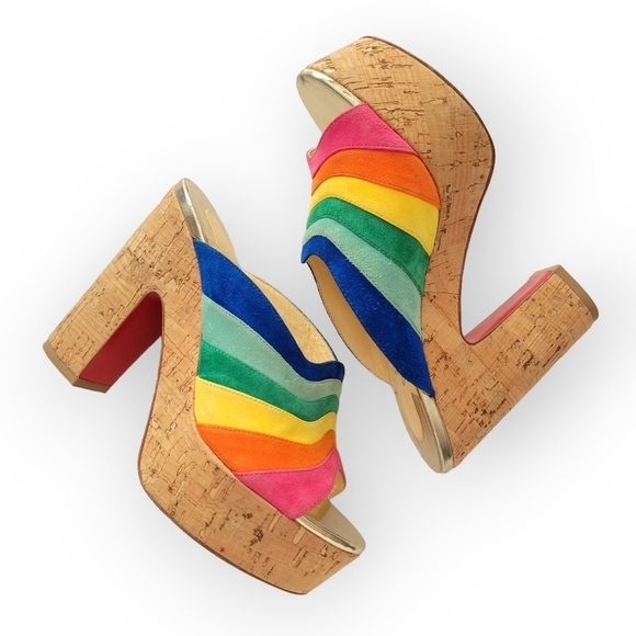 Christian Louboutin O Sister Rainbow Suede Platform Heel Slide Pumps 35 US 5 - Picture 5 of 17